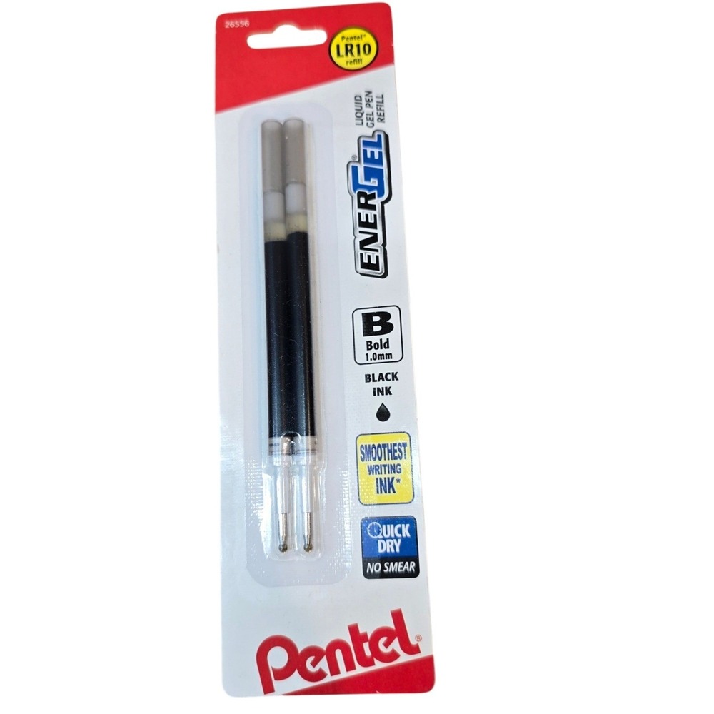 Pentel LR10 refill Energel Liquid Gel Pen Refill 1.0mm Bold Black Ink Pack‎ of 2